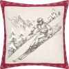 Coussin décoratif montagne ski en coton (45x45 cm - Gris)