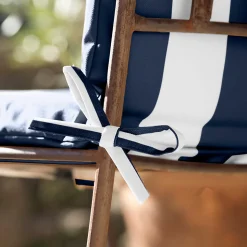 Coussin de chaise assise et dossier imperméable à rayures ARCACHON (40x90 cm - Bleu Foncé)