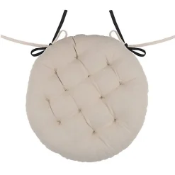 Coussin de chaise rond Noir et Lin 38 cm