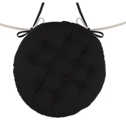 Coussin de chaise rond Noir et Lin 38 cm