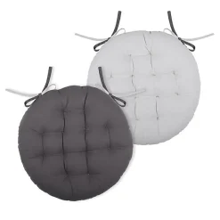 Coussin de chaise ronde réversible Gris Perle