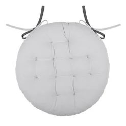 Coussin de chaise ronde réversible Gris Perle
