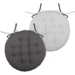 Coussin de chaise ronde réversible Gris Perle