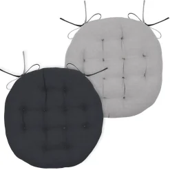 Coussin de chaise ronde réversible anthracite et gris