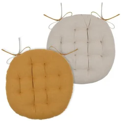 Coussin de chaise ronde réversible Curry et Lin