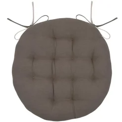 Coussin de chaise ronde réversible Taupe et Lin