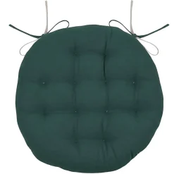 Coussin de chaise ronde réversible Cobalt et Lin