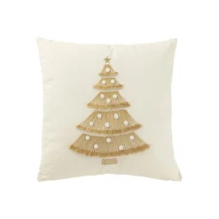 Coussin de Noël carré en coton blanc 45x45x12 cm