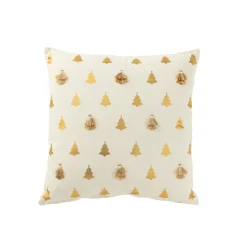 Coussin de Noël carré en coton blanc 45x45x12 cm