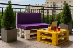 Coussin de palette 120x40x10cm assise, coussin de palette Violet, coussin de mobilier de jardin, coussin de jardin