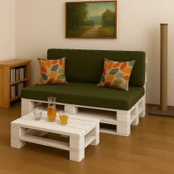 Coussin de palette 120x40x10cm assise, coussin de palette Vert, coussin de mobilier de jardin, coussin de jardin