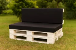 Coussin de palette 120x60x10cm assise, coussin de palette Noir, coussin de mobilier de jardin, coussin de jardin