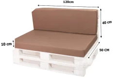 Coussin de palette 120x40x10cm assise, coussin de palette Beige, coussin de mobilier de jardin, coussin de jardin