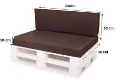 Coussin de palette 120x50x10cm assise, coussin de palette Marron, coussin de mobilier de jardin, coussin de jardin