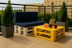 Coussin de palette 120x80x10cm assise, coussin de palette Bleu, coussin de mobilier de jardin, coussin de jardin