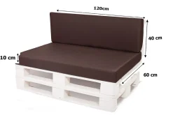 Coussin de palette 120x60x10cm assise, coussin de palette Marron, coussin de mobilier de jardin, coussin de jardin