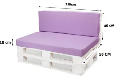 Coussin de palette 120x40x10cm assise, coussin de palette Violet clair, coussin de mobilier de jardin, coussin de jardin