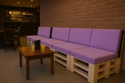 Coussin de palette 120x40x10cm assise, coussin de palette Violet clair, coussin de mobilier de jardin, coussin de jardin