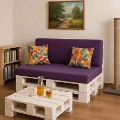 Coussin de palette 120x80x10cm assise, coussin de palette Violet, coussin de mobilier de jardin, coussin de jardin