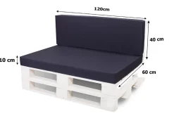 Coussin de palette 120x60x10cm assise, coussin de palette Bleu, coussin de mobilier de jardin, coussin de jardin