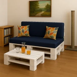 Coussin de palette 120x60x10cm assise, coussin de palette Bleu, coussin de mobilier de jardin, coussin de jardin