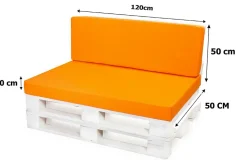 Coussin de palette 120x50x10cm assise, coussin de palette Orange, coussin de mobilier de jardin, coussin de jardin