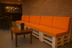 Coussin de palette 120x50x10cm assise, coussin de palette Orange, coussin de mobilier de jardin, coussin de jardin