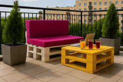 Coussin de palette 120x50x10cm assise, coussin de palette Rosa, coussin de mobilier de jardin, coussin de jardin