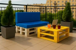 Coussin de palette 120x50x10cm assise, coussin de palette Bleu, coussin de mobilier de jardin, coussin de jardin