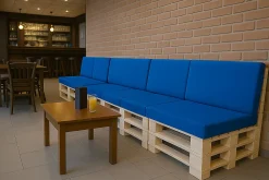 Coussin de palette 120x50x10cm assise, coussin de palette Bleu, coussin de mobilier de jardin, coussin de jardin