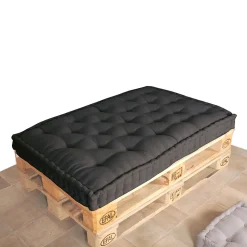 Coussin de Palette Rectangulaire 80x120cm en Coton Anthracite pour Intérieur