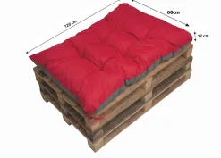 Coussin de palette 120x60cm, coussins de banc Rouge, coussin extérieur/intérieur coussins de sol confortables