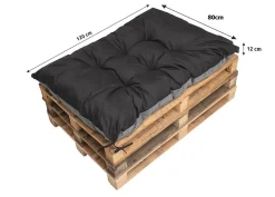 Coussin de palette 120x80cm, coussins de banc Noir, coussin extérieur/intérieur coussins de sol confortables