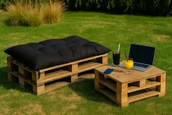 Coussin de palette 120x80cm, coussins de banc Noir, coussin extérieur/intérieur coussins de sol confortables