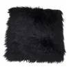 Coussin de siège en peau d'agneau artificielle noire 40 x 40 cm