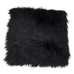 Coussin de siège en peau d'agneau artificielle noire 40 x 40 cm