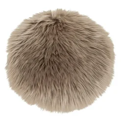 Coussin de siège rond en peau d'agneau artificielle marron grise 35 cm