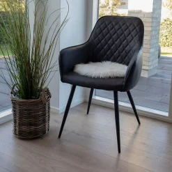 Coussin de siège rond en peau d'agneau artificielle marron grise 35 cm