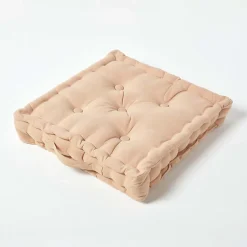 Coussin de sol - beige uni - 40 x 40 cm - HOMESCAPES
