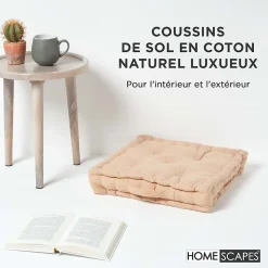 Coussin de sol - beige uni - 40 x 40 cm - HOMESCAPES