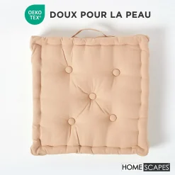 Coussin de sol - beige uni - 40 x 40 cm - HOMESCAPES