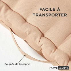 Coussin de sol - beige uni - 40 x 40 cm - HOMESCAPES