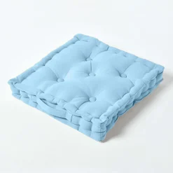 Coussin de sol - bleu ciel uni - 50 x 50 cm - HOMESCAPES