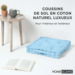 Coussin de sol - bleu ciel uni - 50 x 50 cm - HOMESCAPES