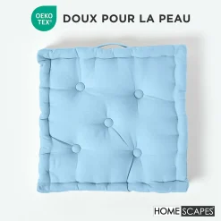 Coussin de sol - bleu ciel uni - 40 x 40 cm - HOMESCAPES