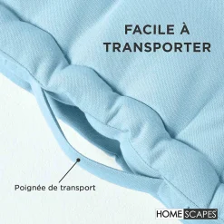 Coussin de sol - bleu ciel uni - 40 x 40 cm - HOMESCAPES