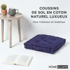Coussin de sol - bleu marine - 50 x 50 cm - HOMESCAPES