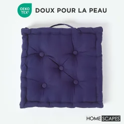 Coussin de sol - bleu marine - 50 x 50 cm - HOMESCAPES