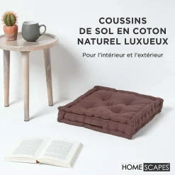 Coussin de sol - chocolat uni - 50 x 50 cm - HOMESCAPES