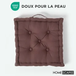 Coussin de sol - chocolat uni - 50 x 50 cm - HOMESCAPES